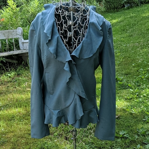 Robin's egg blue vintage silk blazer - Picture 1 of 6